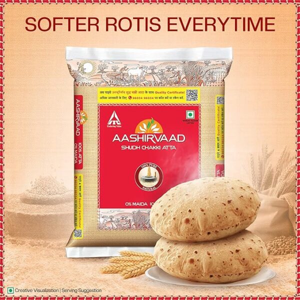 Aashirvaad Shudh Chakki Atta, 5kg Pack, 100% Whole Wheat Flour, 0% Maida